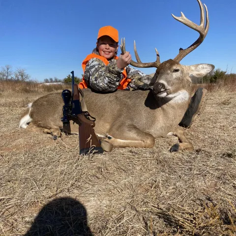 This buck was harvested by 10 year old, Krew.