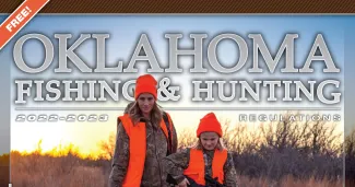 2022/2023 Oklahoma Fishing & Hunting Regulations Half-Cover - Woman & Girl in hunter orange in the field.