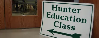 Hunter education class sign.