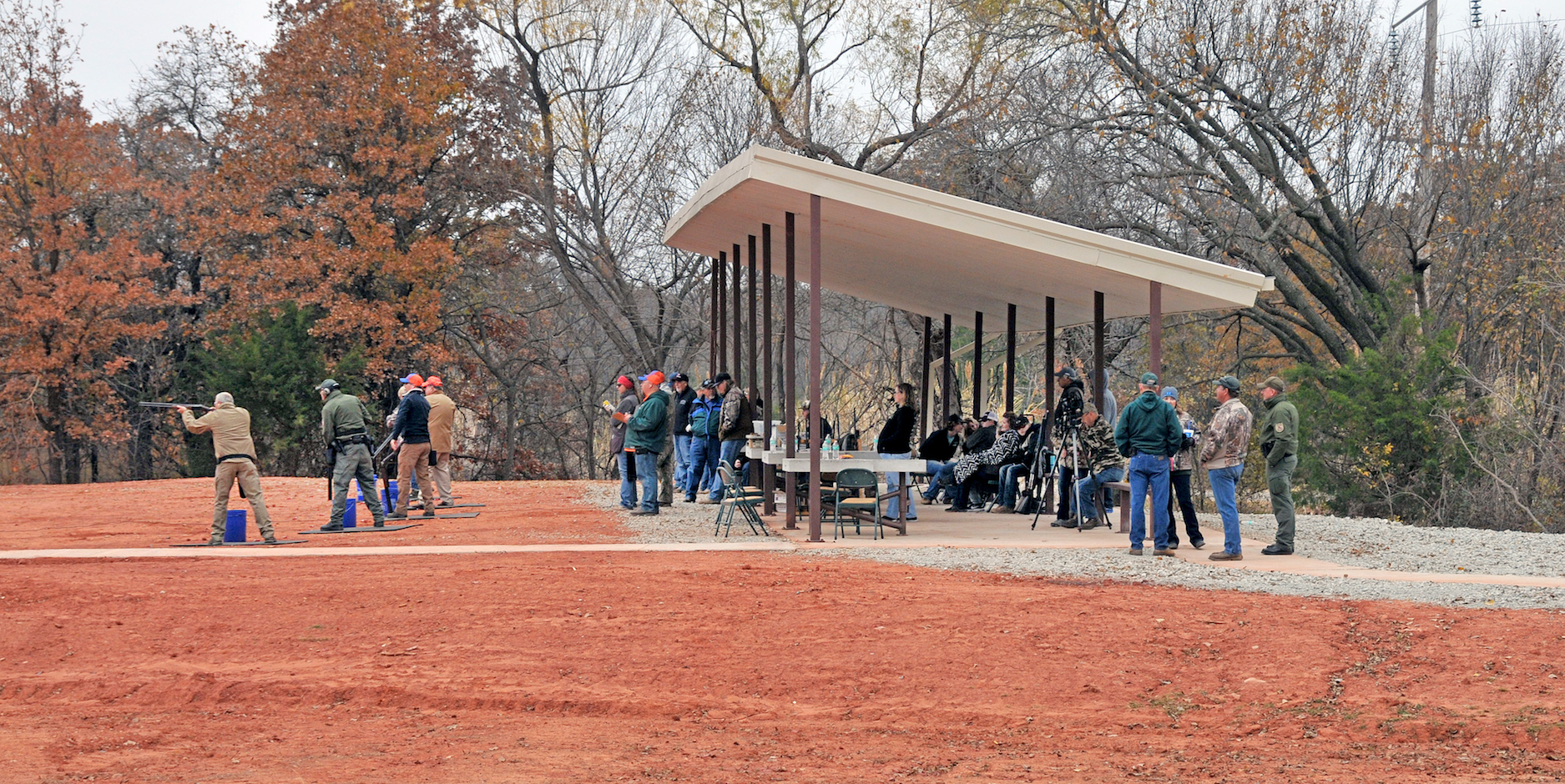 The renovated shooting range at Lexington WMA was officially opened last week with help from shooting sports teams from Altus and Sequoyah (Claremore) schools along with several Wildlife Conservation Commissioners. (Don P. Brown/ODWC)