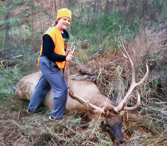 On her first elk hunt when she was 14, Olivia Parry of Camargo harvested this bull elk that now is listed atop Oklahoma's Cy Curtis typical elk records. (Courtesy Scott Parry)