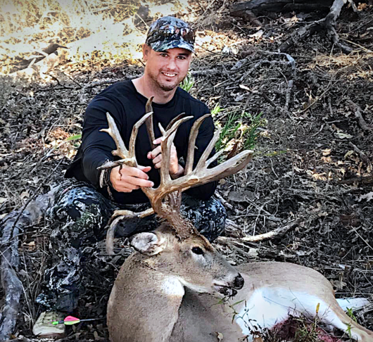 Travis Ocker of Lawton took this impressive buck during archery season last year. With a score of 245 2/8, this whitetail became Oklahoma's highest-scoring nontypical buck ever taken by an archer. (Photo Provided)