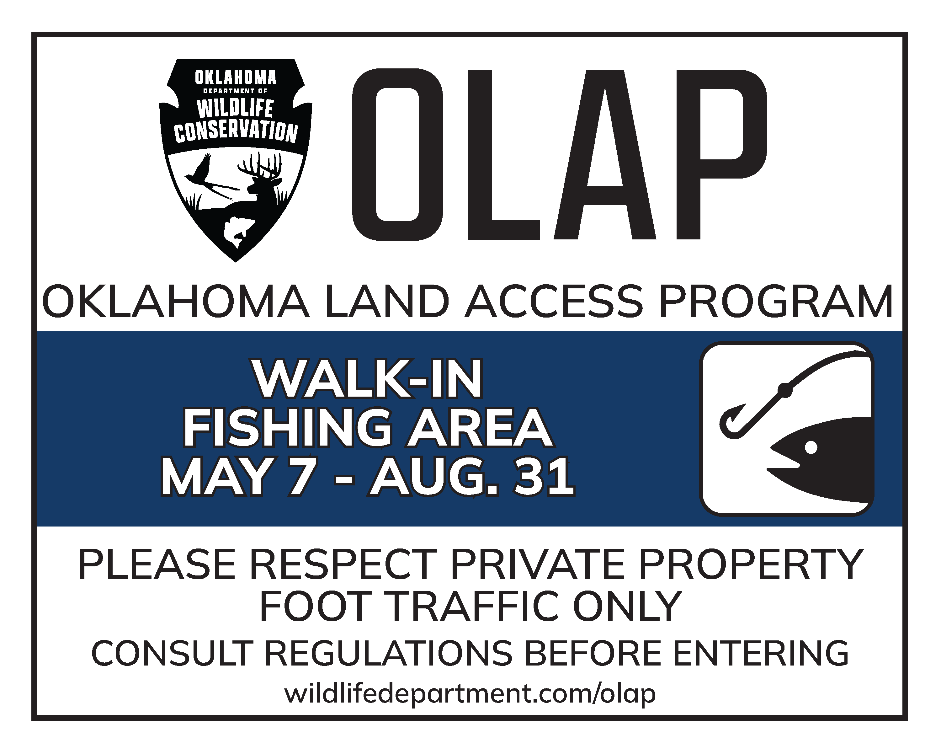 OLAP Boundary Seasonal Fishing Sign