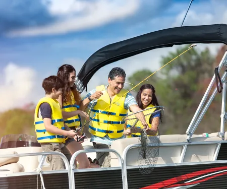 Family fishing from boat.  Photo provided by RBFF.