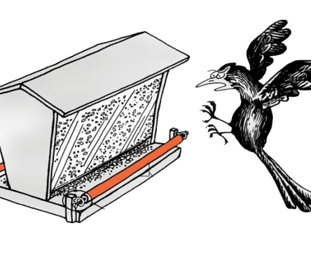 Grackle log roller artwork.