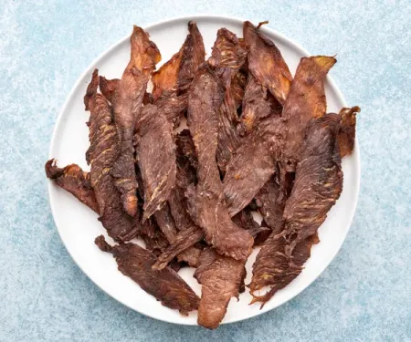 A bowl of turkey jerkey.