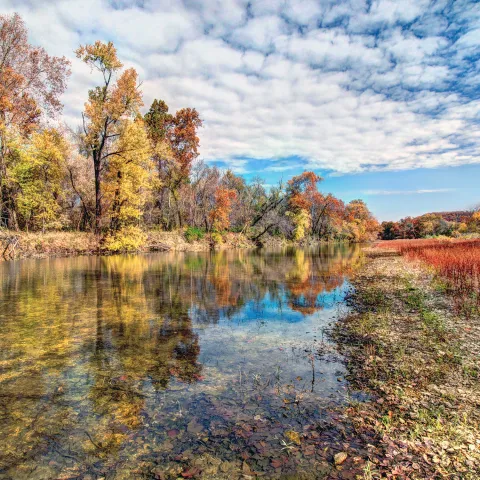 Barren Fork Creek in Oklahoma in the fall.