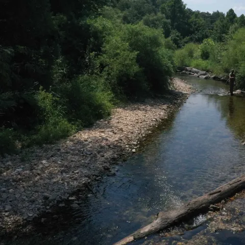 Microfishing with Colby at Illinois River.  Photo by Darrin Hill