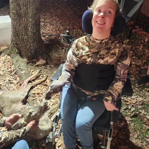Kenzi Burnside with her harvested Oklahoma White-Tailed deer