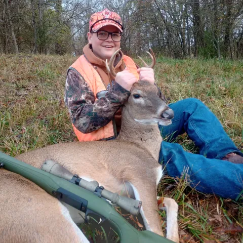 Jesse Logue with his harvested Oklahoma White-Tailed Deer