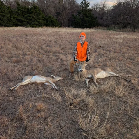 Samuel Walls with his harvested Oklahoma White-Tailed Deer