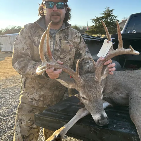 Alex O with his harvested Oklahoma White-Tailed Deer