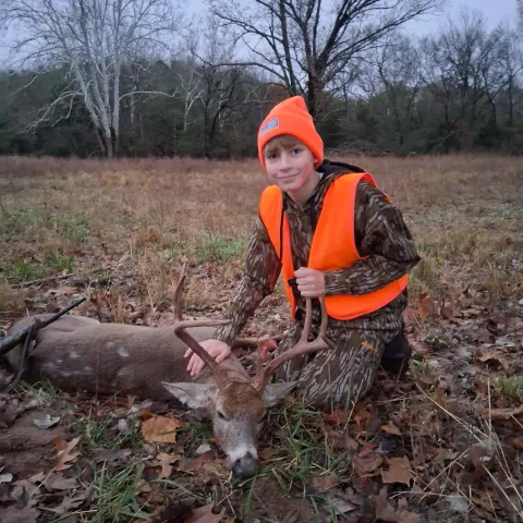 Stetson Giles with his harvested Oklahoma White-Tailed Deer