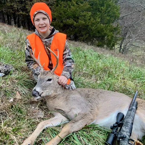 Zane Garrett with his harvested Oklahoma White-Tailed Deer