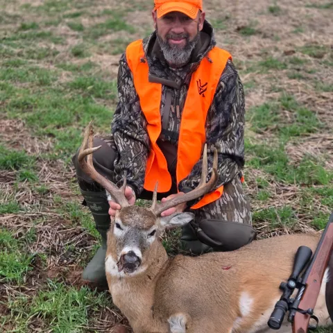 Johnny with his harvested Oklahoma White-Tailed Deer