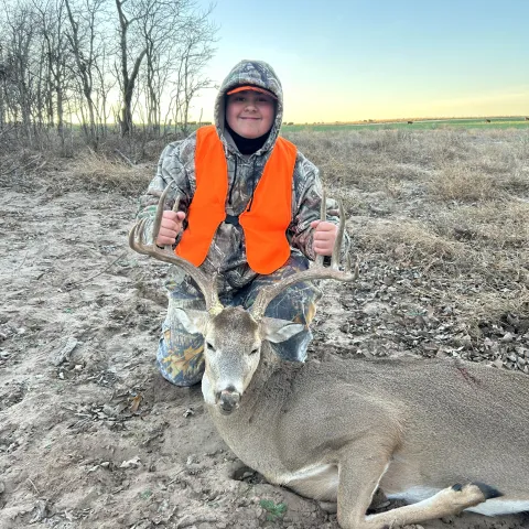 Gunner B with his harvested Oklahoma White-Tailed Deer