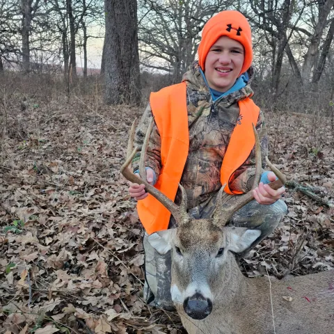 Jase Wright with his harvested Oklahoma White-Tailed Deer