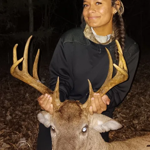 Caydence B with her harvested Oklahoma White-Tailed Deer