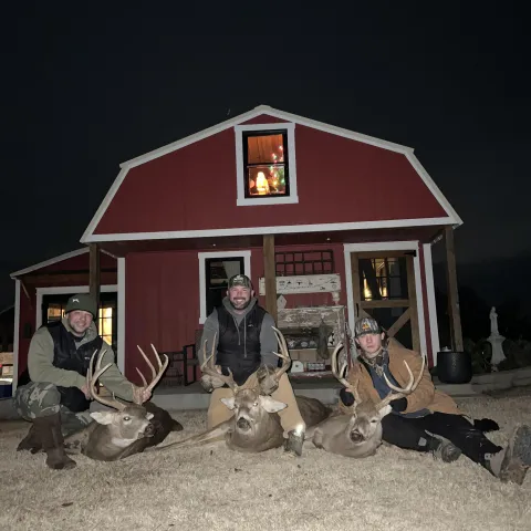 Luke M and friends with their harvested Oklahoma White-Tailed Deer