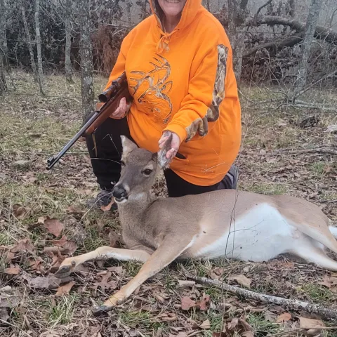 Hunter pictured with harvested deer.