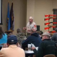Hunter Education instructor teaching class.