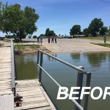 Fishing dock before boating access improvements.