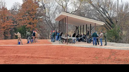 The renovated shooting range at Lexington WMA was officially opened last week with help from shooting sports teams from Altus and Sequoyah (Claremore) schools along with several Wildlife Conservation Commissioners. (Don P. Brown/ODWC)