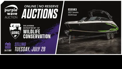 PurpleWave Auction Online No Reserve Auctions Oklahoma Department of Wildlife Conservation Selling Tuesday, July 28 - Picture of 2021 Yamaha 252XE boat listing number ES5583