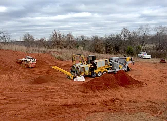 A specialized machine is used to remove lead fragments from the soil at the Lexington Wildlife Management Area's shooting range. All 12 ranges on Wildlife Department areas are scheduled to be renovated in the coming years.