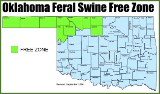 Oklahoma Feral Swine Free Zone Map
