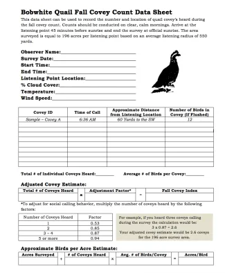 Quail Covey Count Form