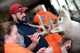 Rack Madness, a free antler/trophy scoring event, will again take over the Oklahoma Department of Wildlife Conservation headquarters on Feb. 25, 2020. Anyone wanting to bring up to two items for scoring is urged to pre-register online at license.GoOutdoorsOklahoma. com. (Darrin Hill/ODWC)