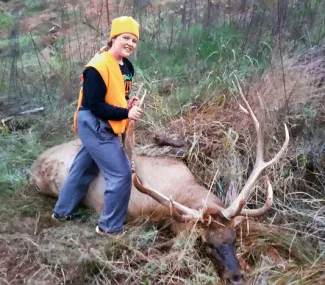 On her first elk hunt when she was 14, Olivia Parry of Camargo harvested this bull elk that now is listed atop Oklahoma's Cy Curtis typical elk records. (Courtesy Scott Parry)