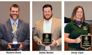 Award recipients Richard Snow, Dallas Barber and Emily Clark