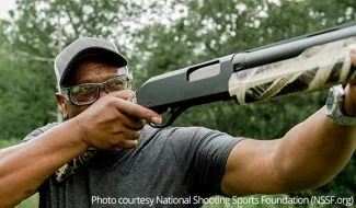 Man shooting a shotgun.  Photo courtesy National Shooting Sports Foundation (NSSF.org)
