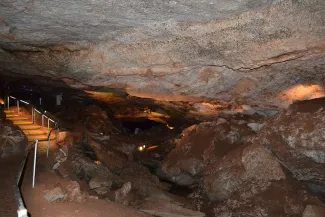 Walkway in the Alabaster Caverns cave.