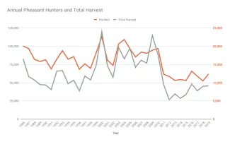 Annual Pheasant Hunters & Total Harvest Chart