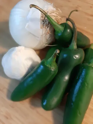 Crappie taco ingredients, onion and peppers.