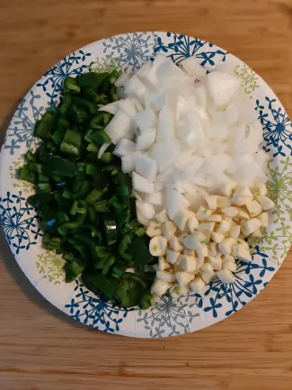 Crappie Tacos, diced pepper and onion.