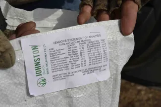 A tag on a bag of seed for flowering plants.