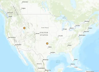 America White Pelican Map, Idaho & Oklahoma.