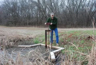Love Valley wildlife technician David Banta uses water control to open pipelines and flood areas of the WMA for waterfowl and other birds.