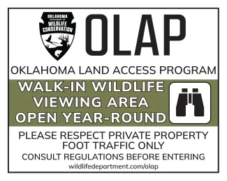 OLAP Walk-In Wildlife Viewing Area Annual Access Sign