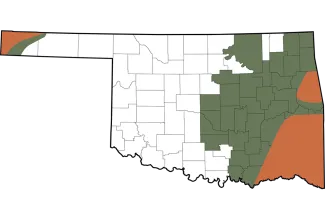  a map of Oklahoma showing where bears may be spotted by county