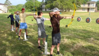 Campers from ODWC's Wildlife Youth Camp are practicing archery.