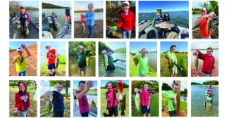 A collage of a young man's fish from across Oklahoma's counties. 