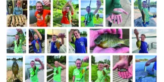 A collage of a young man's fish from across Oklahoma's counties. 