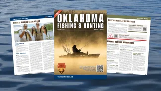 A mockup of the 2025-2026 Oklahoma Fishing and Hunting Regulations.