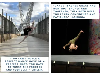 two dancers leaping into the air