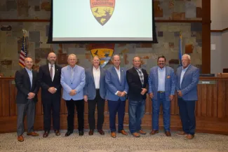 The full Oklahoma Wildlife Conservation Commission poses for a group photo.